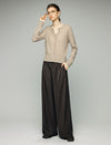 Wool Blend Pleated High-Waist Wide-Leg Pants