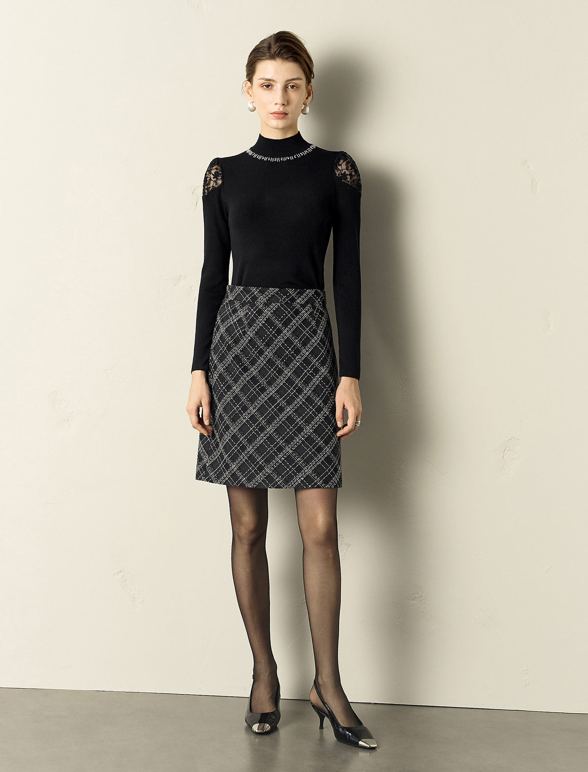 High Neck Slim Fit Base Knit Top