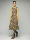 Floral Pattern Crewneck Sleeveless A-Line Midi Dress