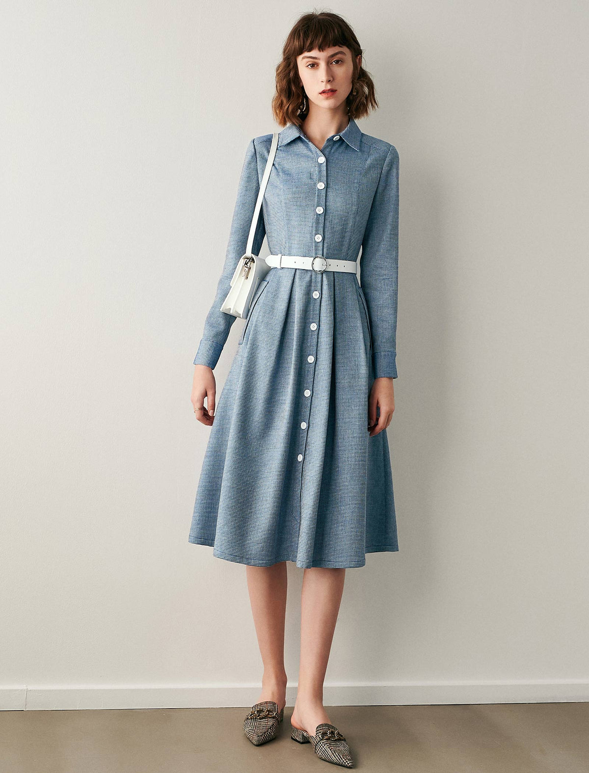 Classic Plaid Button-Front Dress
