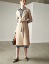 Textured Collared Button-Front Belted Trench Coat