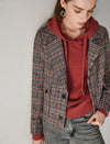Plaid Button-Front Pocket Cropped Jacket