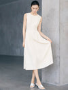 Textured Sleeveless Fit-and-Flare Midi Dress