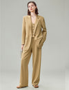 Linen Blend Wide-Leg Tailored Pants