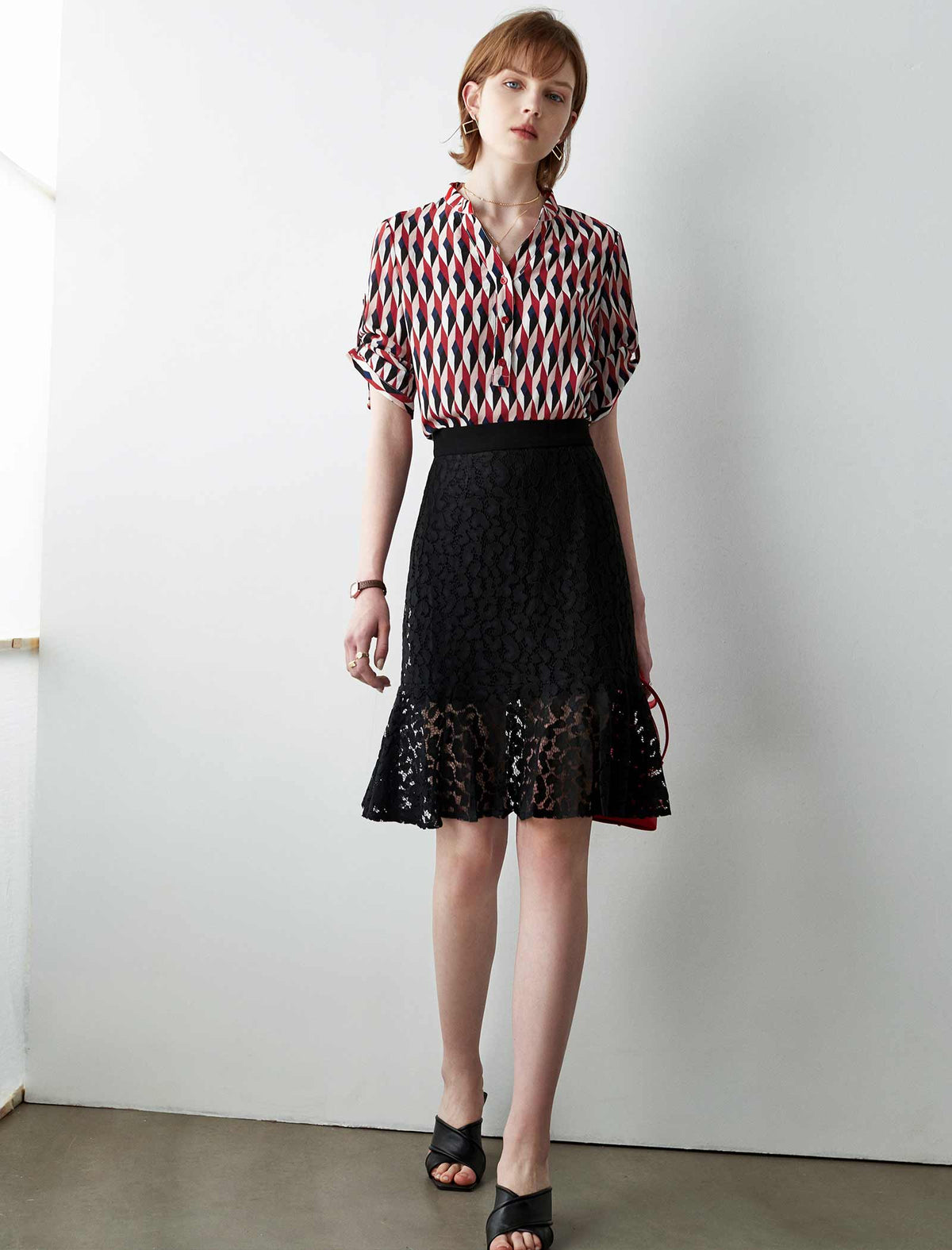 Silk Short Sleeve Plaid Shirt