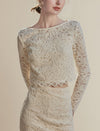 Cream Lace Cropped Long Sleeve Top