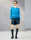 Wool Blend Hooded V-Neck Relaxed Sweater