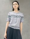 Fair Isle Pattern Short Sleeve Knit Cardigan