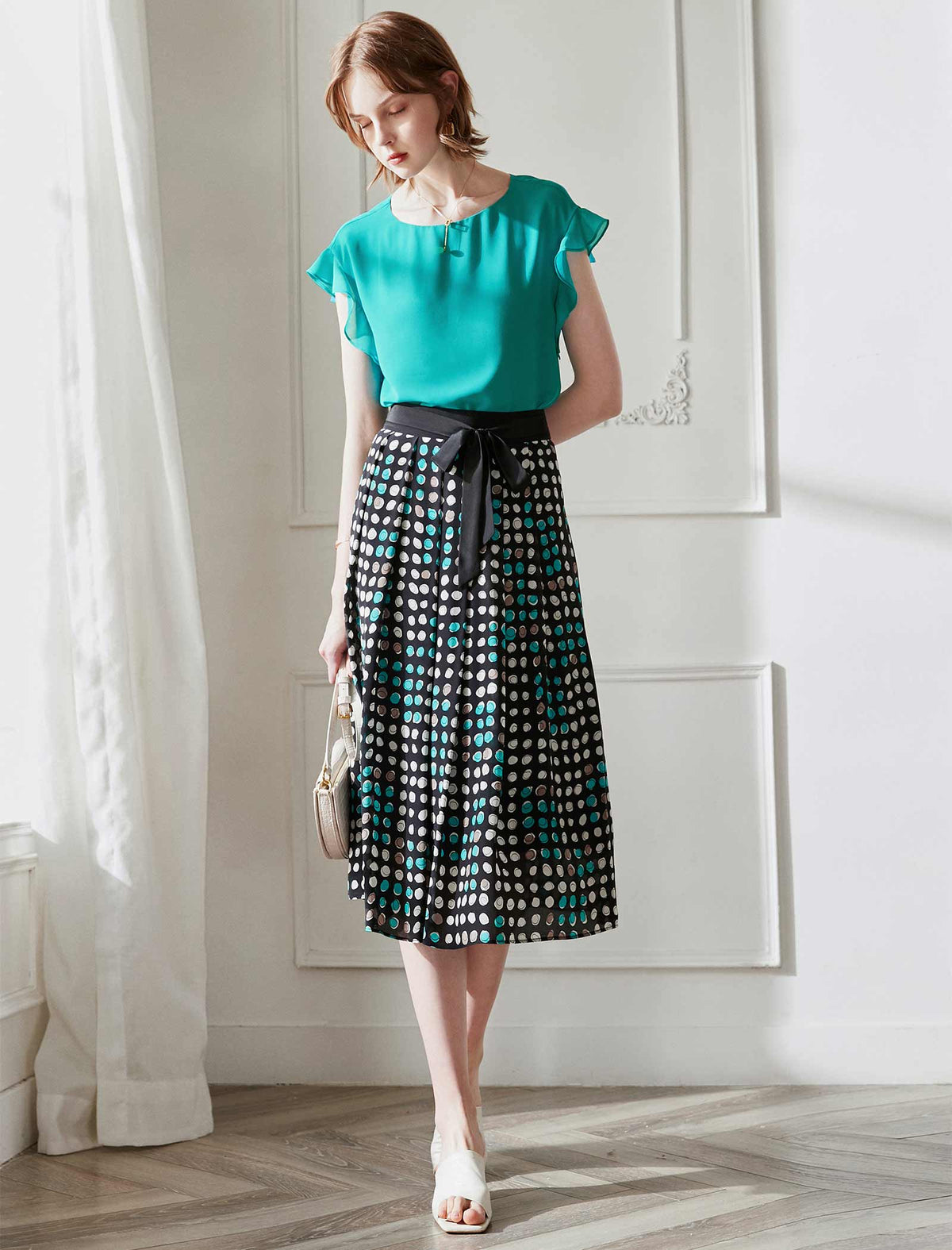 Silk Polka Dot Skirt