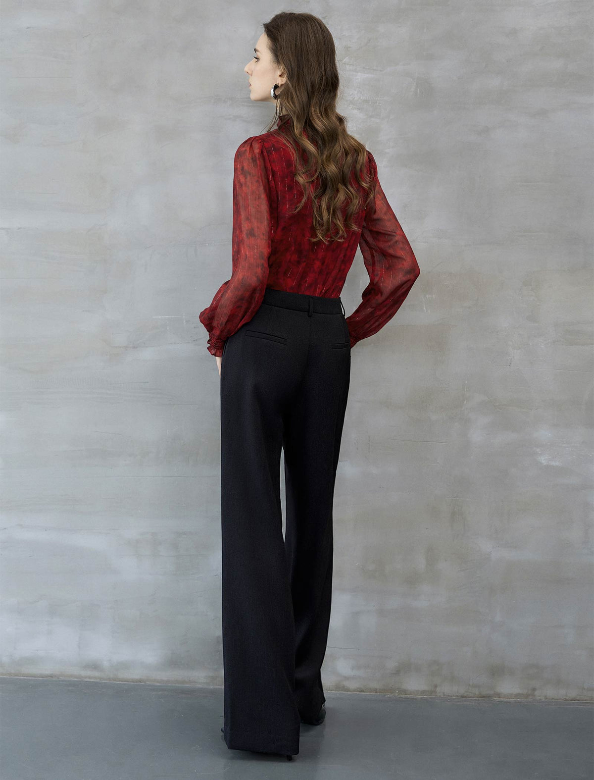 Black Wide-Leg Tailored Pants