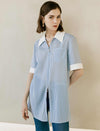 Striped Contrast Collar Relaxed Fit Shirt