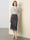 Cowl‑Neck Lace‑Panel Knit Top