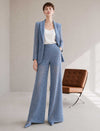 Dusty Blue Lace Wide-Leg Pants