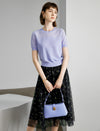 Black Mesh Floral Midi Skirt
