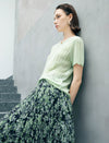 Mint Green Open Knit Scallop Short Sleeve Knit Top