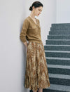 Retro Jacquard V-Neck Wool Blend Knit Cardigan