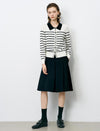Striped Lapel Slim Fit Long-Sleeve Knit Sweater