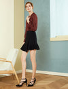 Burgundy Floral Print Ruffle Long Sleeve Blouse