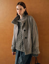 Wool-Cashmere Silk Blend Stand Collar Fuzzy Jacket