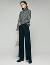 Wool Blend High-Waist Button-Detail Wide-Leg Pants