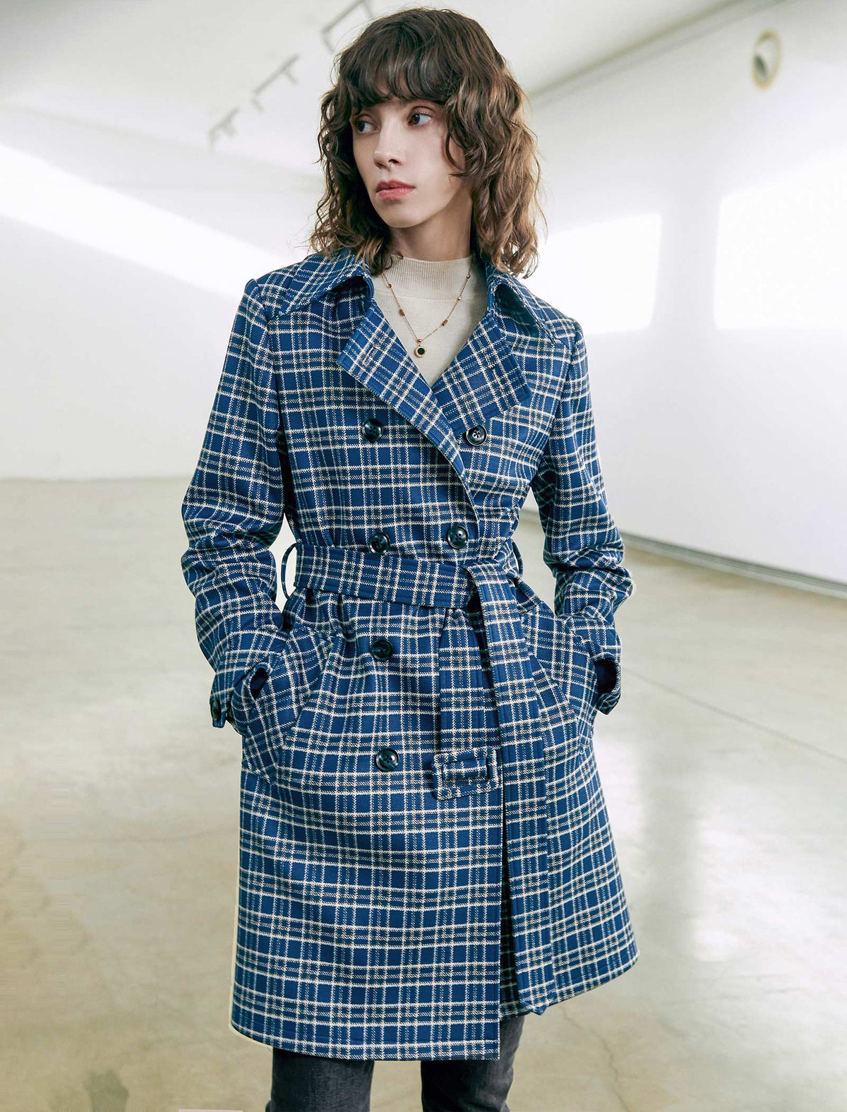 Collared Double-Breasted Belted Relaxed Trench Coat