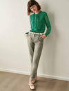 Emerald Green Ditsy-Print Pleated Blouse