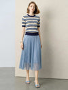 Tencel Striped Short-Sleeve Knit Top