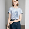 Embroidered Sequin Flowers T-Shirt - Blue