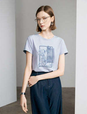 Embroidered Sequin Flowers T-Shirt