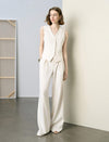 Clean Tailored Cream White V-Neck Button Front Vest