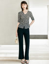 Black And White Abstract Print Knit Top