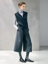 Double-Pleat Cuffed Cropped Wide-Leg Pants