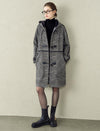 Plaid Wool-Blend Toggle Hooded Coat