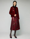 Wool Blend Embroidered Crewneck Frog-Button Coat