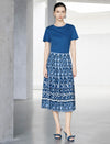 Geometric Tie-Dye High Waist Pleated Midi Skirt