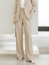 Linen Blend High Waisted Wide Leg Pants