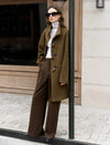 Brown Wool-Blend Toggle Coat