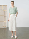 Eyelet Lace Trim High-Waisted Midi Skirt