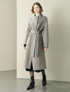 Wool-Blend Stand-Up Collar Belted Maxi Coat