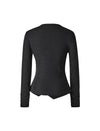 V-Neck Ruched Waist Long Sleeve Top
