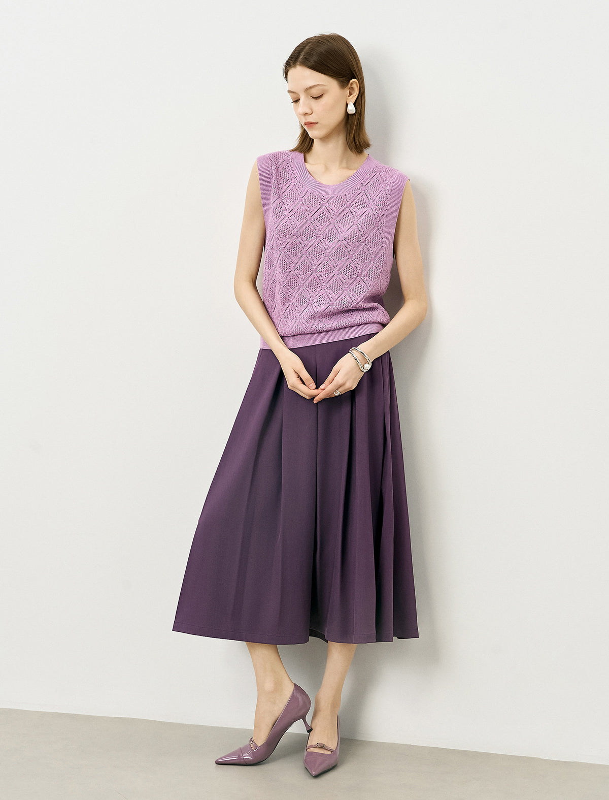 Diamond Open Knit Sleeveless Top