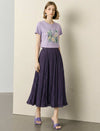 Crinkle Pleated Ruffled Hem Midi Skirt