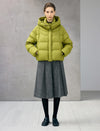 Hooded Drawstring Zip-Front Cropped Puffer Jacket