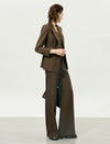 Brown High-Waisted Loose Straight Leg Suit Pants