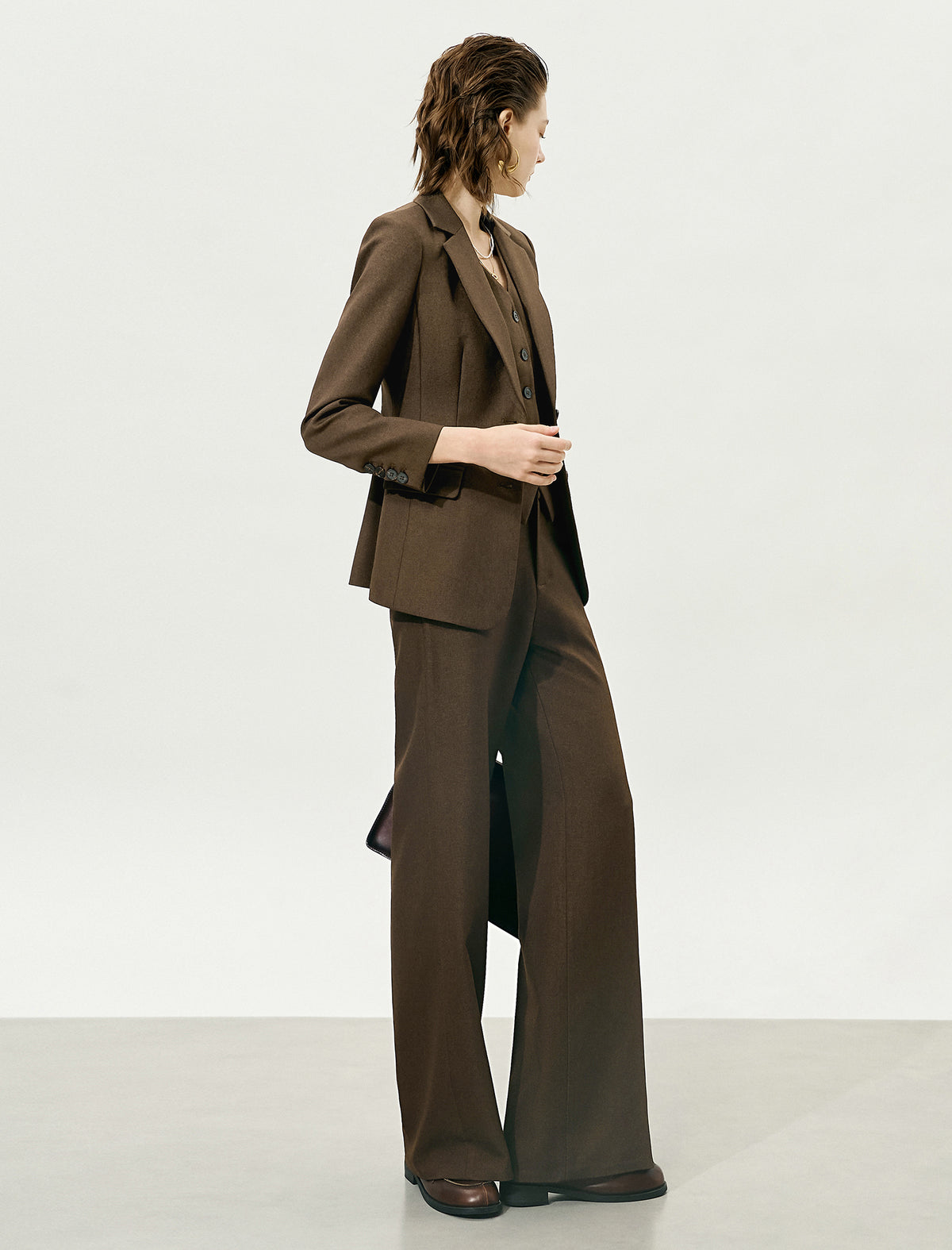 High-Waisted Loose Straight Leg Suit Pants