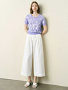 Lace Trim High Waist Cropped Wide Leg Pants