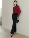 Burgundy Tie-Neck Blouse