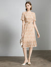 Floral Lace Ruffled Hem Midi Dress