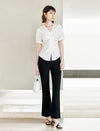 V-Neck Ruched Short Sleeve Top