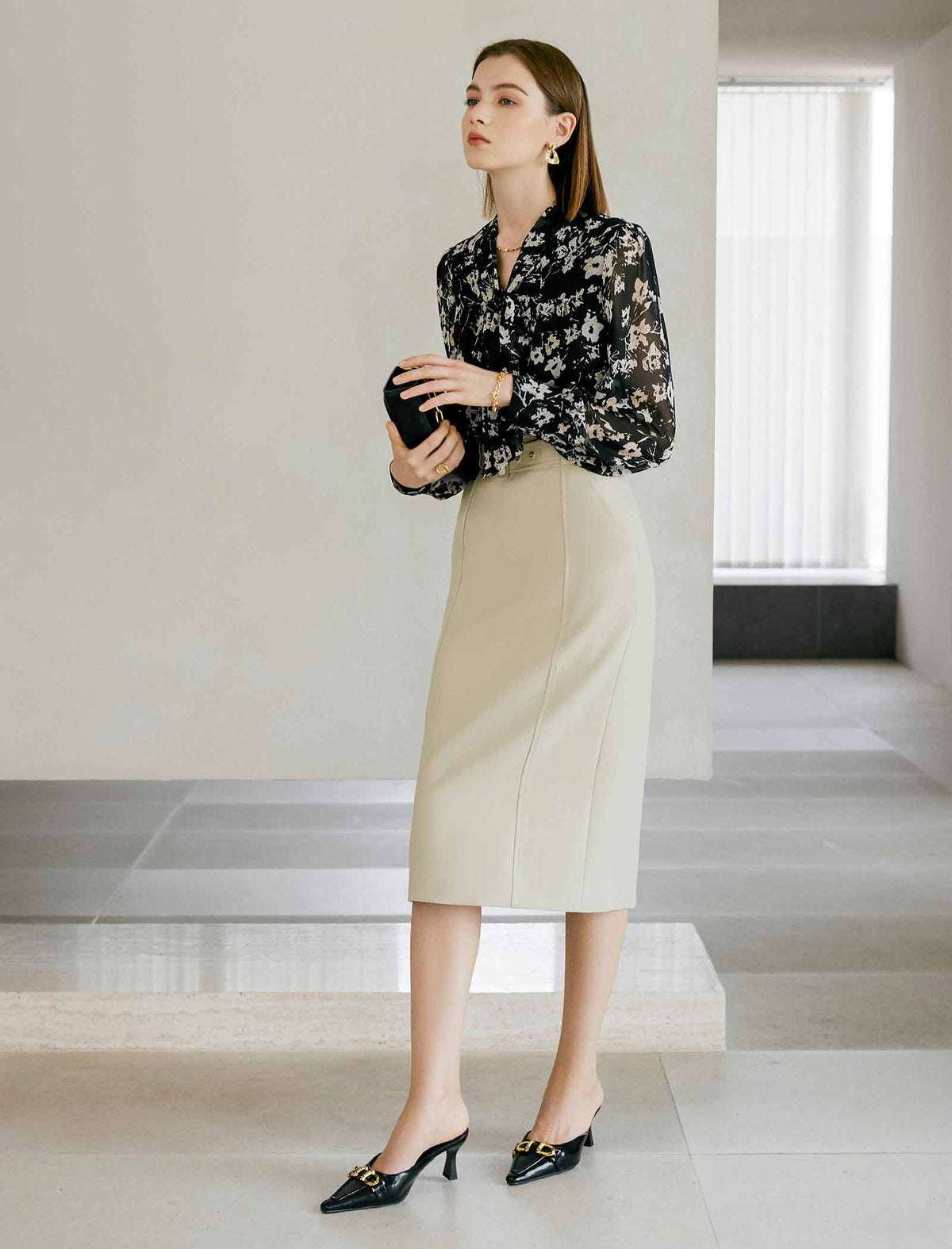 High-Waisted Pencil Skirt